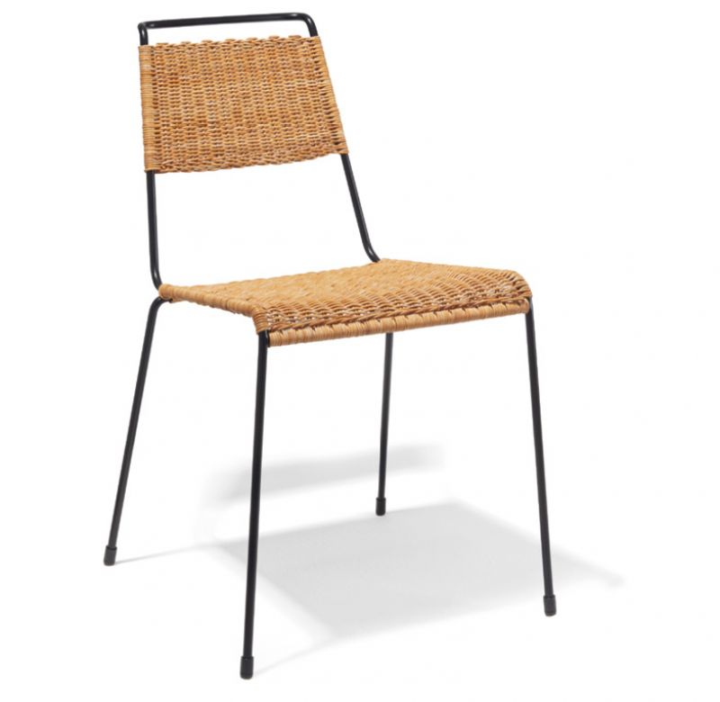 Stuhl TT 54 von Richard Lampert (Mängelexemplar) mit schwarzem Gestell und Rattangeflecht.